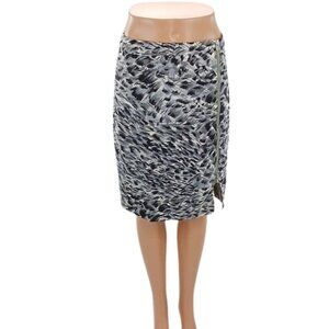 TALBOTS Skirt Abstract Animal Print Pencil Petites Gray Black Zipper Size 4P